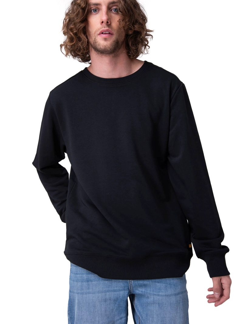 POLERON FRENCH TERRY CW NECK NEGRO HOMBRE CAT - 2
