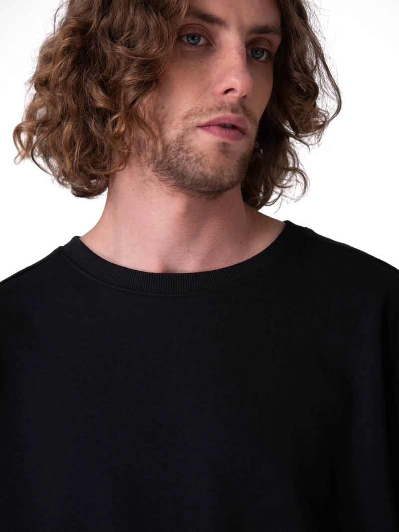 POLERON FRENCH TERRY CW NECK NEGRO HOMBRE CAT - 5