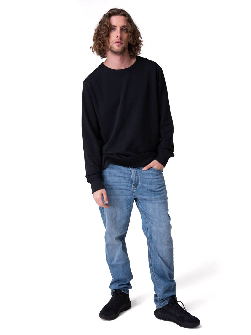 POLERON FRENCH TERRY CW NECK NEGRO HOMBRE CAT - 6
