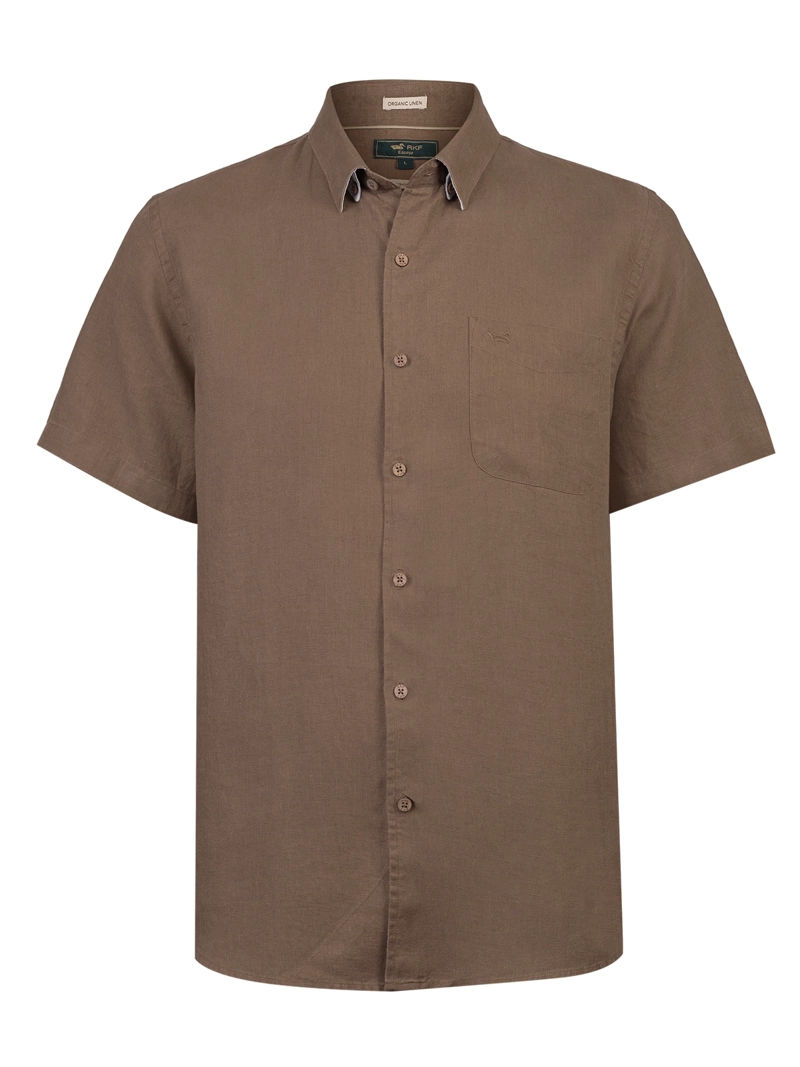 CAMISA LINO ORGANICO HOMBRE LINENSHORT CAFE  ROCKFORD - 1