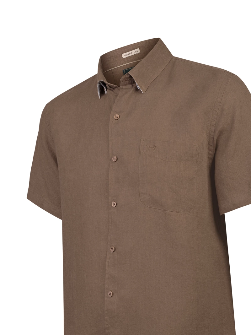 CAMISA LINO ORGANICO HOMBRE LINENSHORT CAFE  ROCKFORD - 4