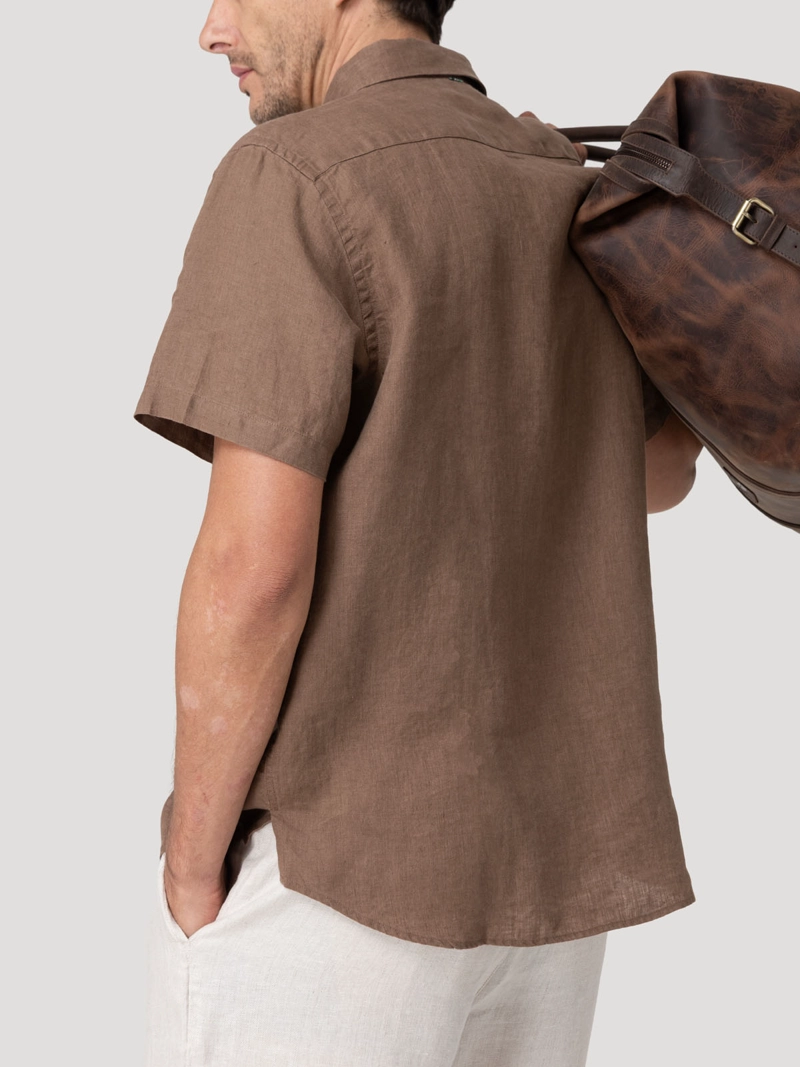 CAMISA LINO ORGANICO HOMBRE LINENSHORT CAFE  ROCKFORD - 7