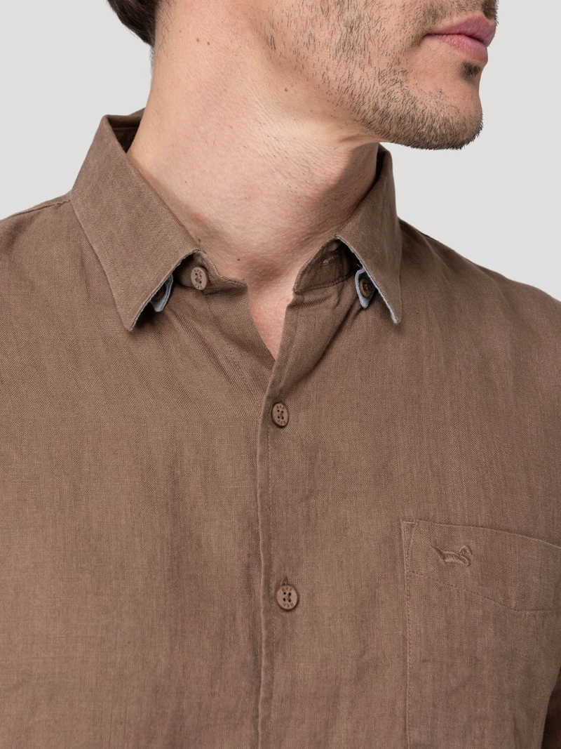 CAMISA LINO ORGANICO HOMBRE LINENSHORT CAFE  ROCKFORD - 8