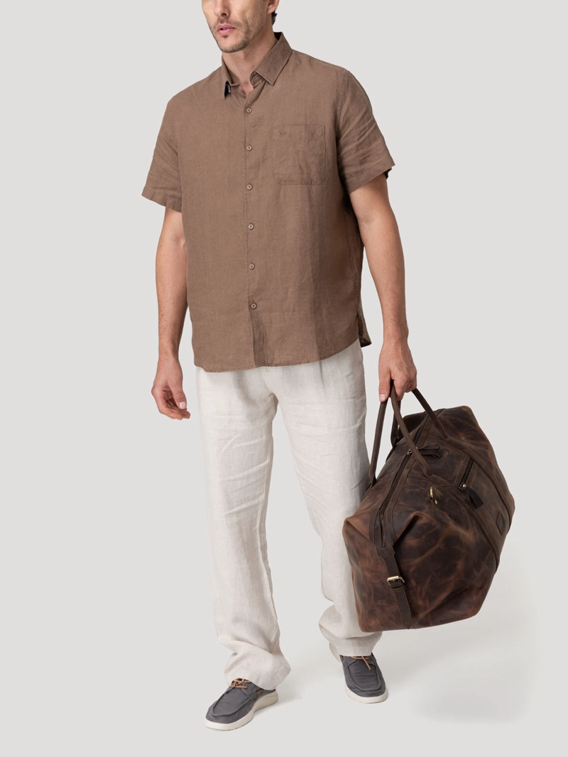 CAMISA LINO ORGANICO HOMBRE LINENSHORT CAFE  ROCKFORD - 9