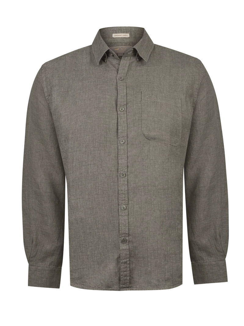CAMISA LINO ORGANICO HOMBRE CLASLINEN VERDE ROCKFORD - 1