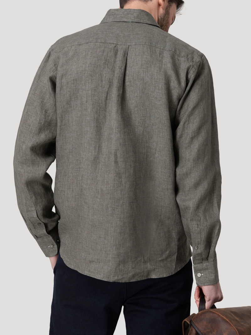 CAMISA LINO ORGANICO HOMBRE CLASLINEN VERDE ROCKFORD - 6