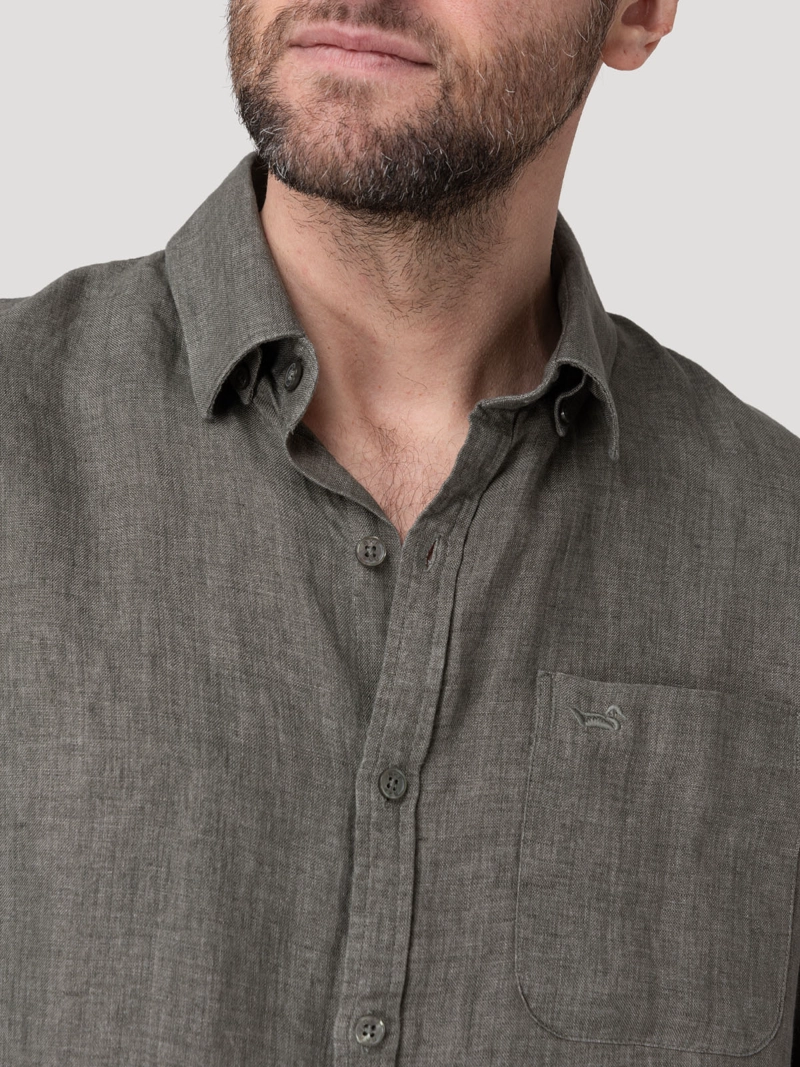 CAMISA LINO ORGANICO HOMBRE CLASLINEN VERDE ROCKFORD - 7