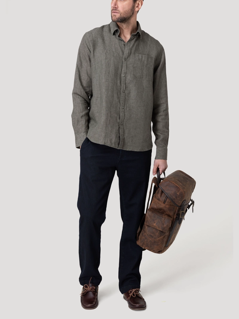 CAMISA LINO ORGANICO HOMBRE CLASLINEN VERDE ROCKFORD - 8