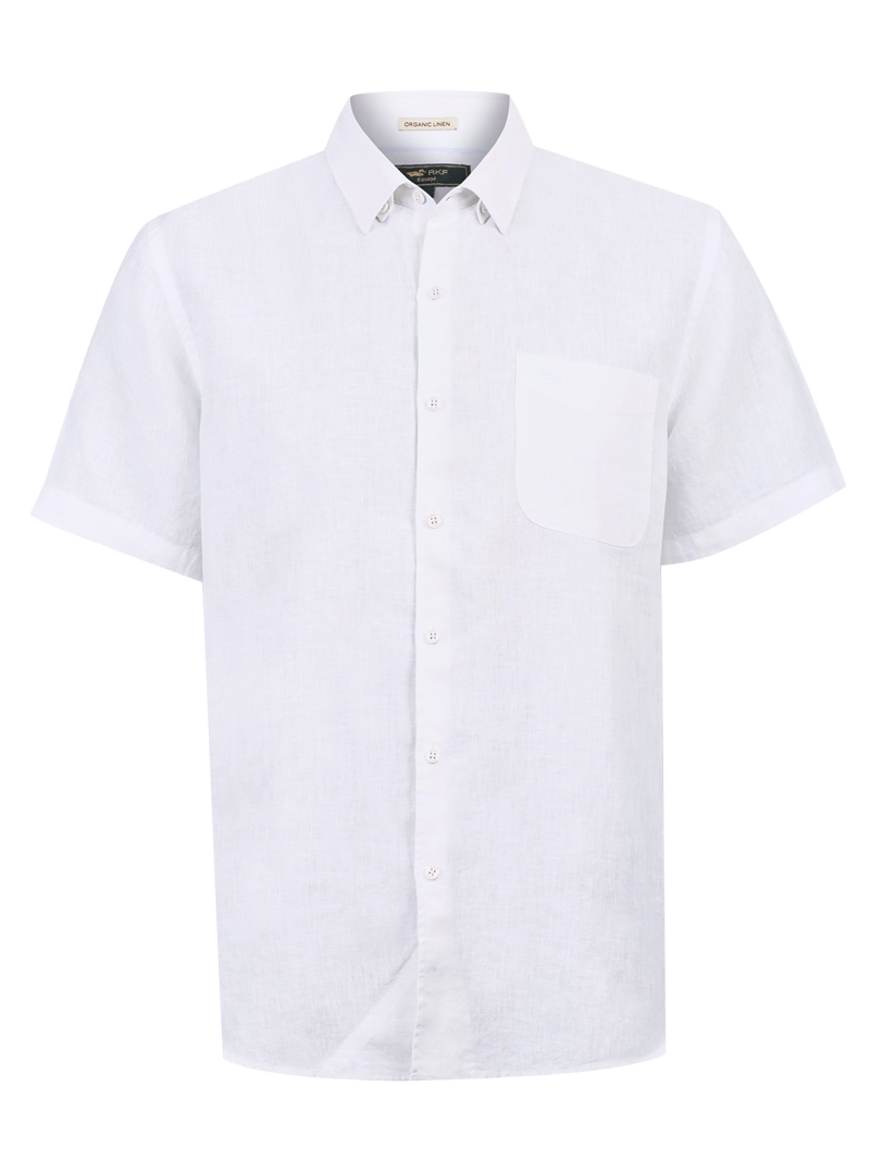CAMISA LINO ORGANICO HOMBRE LINENSHORT BLANCO ROCKFORD - 1