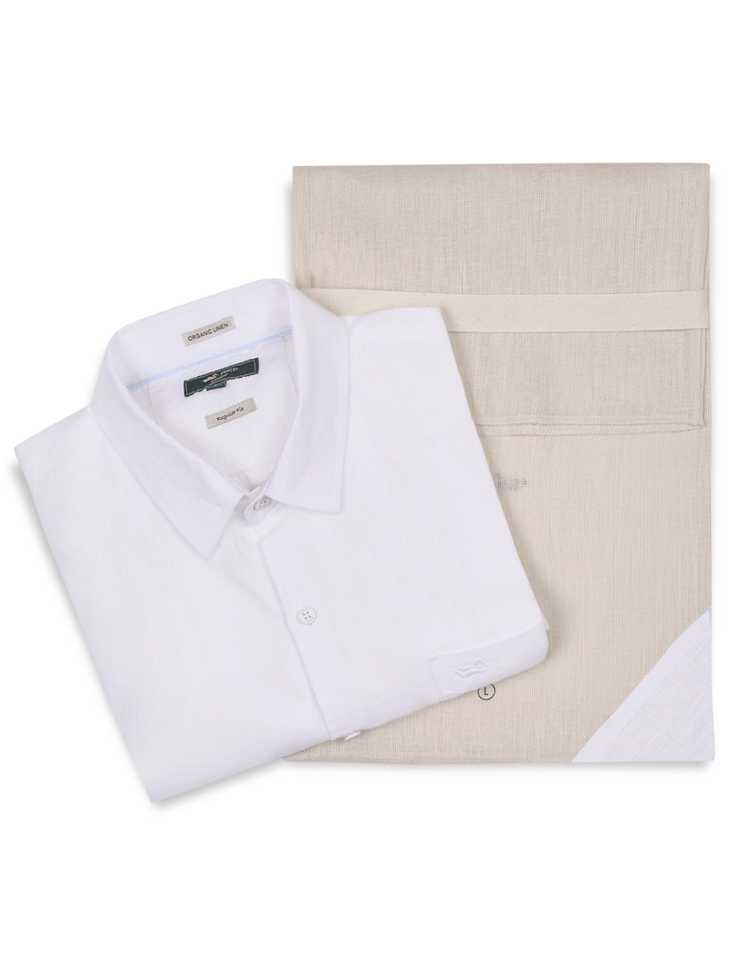 CAMISA LINO ORGANICO HOMBRE LINENSHORT BLANCO ROCKFORD - 5