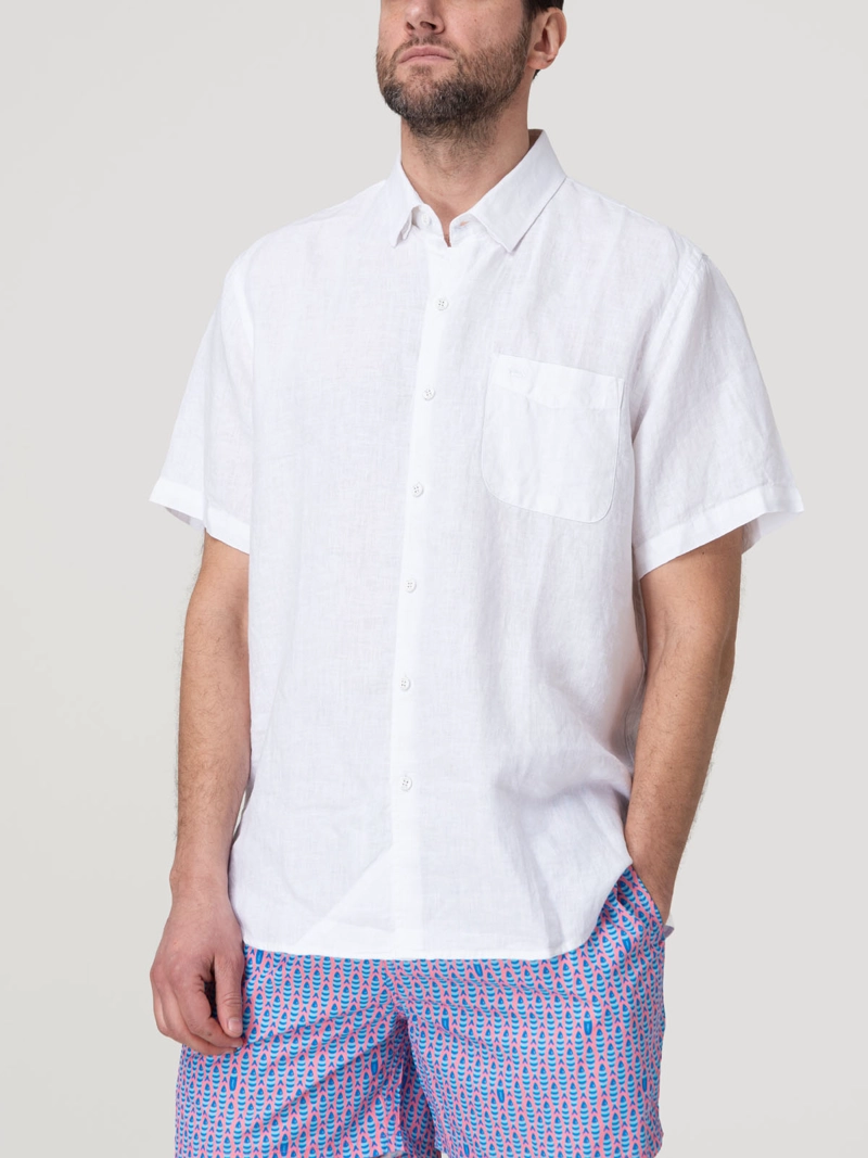 CAMISA LINO ORGANICO HOMBRE LINENSHORT BLANCO ROCKFORD - 6