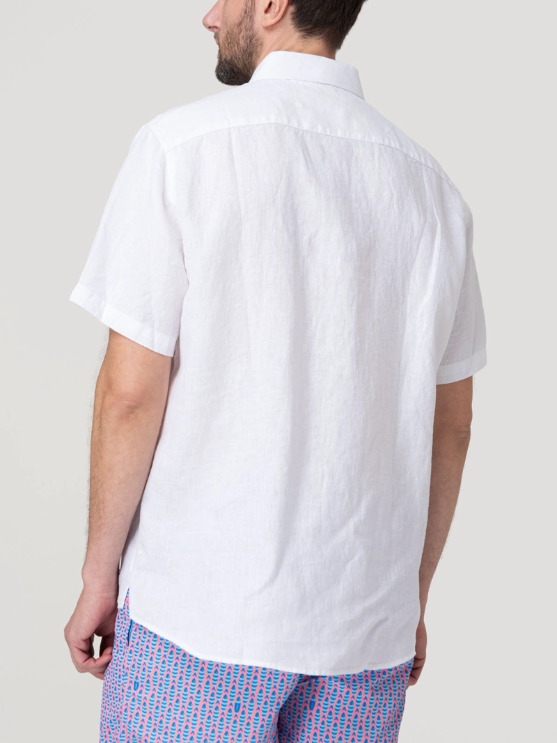 CAMISA LINO ORGANICO HOMBRE LINENSHORT BLANCO ROCKFORD - 7