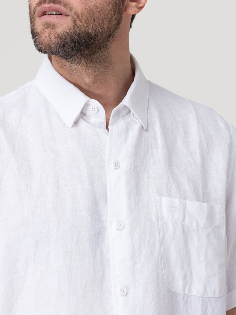 CAMISA LINO ORGANICO HOMBRE LINENSHORT BLANCO ROCKFORD - 8