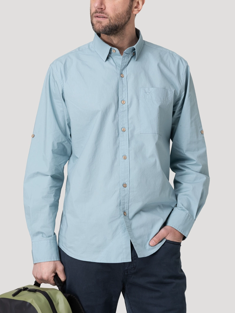 CAMISA ALGODON ORGANICO HOMBRE GALITON CELESTE ROCKFORD - 5