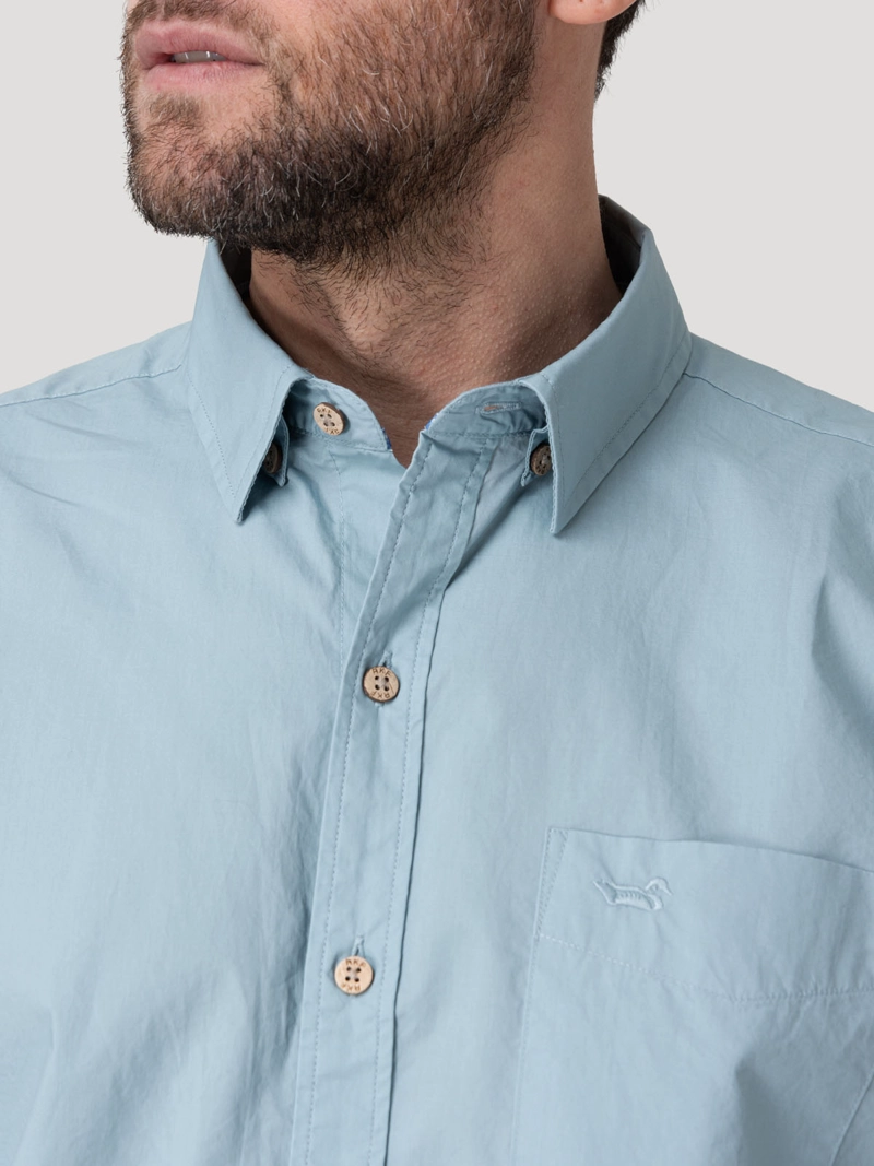 CAMISA ALGODON ORGANICO HOMBRE GALITON CELESTE ROCKFORD - 8