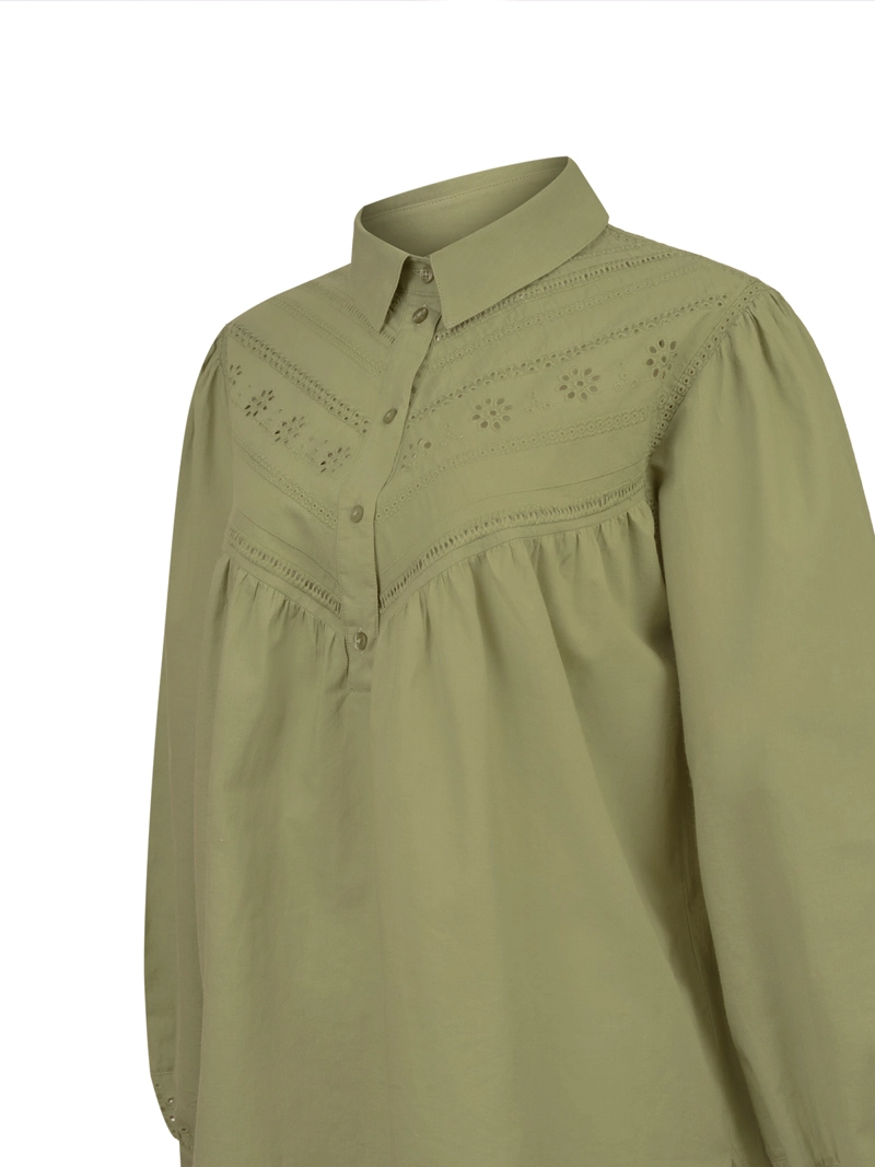 BLUSA ALGODON ORGANICO MUJER ALMOND VERDE ROCKFORD - 4