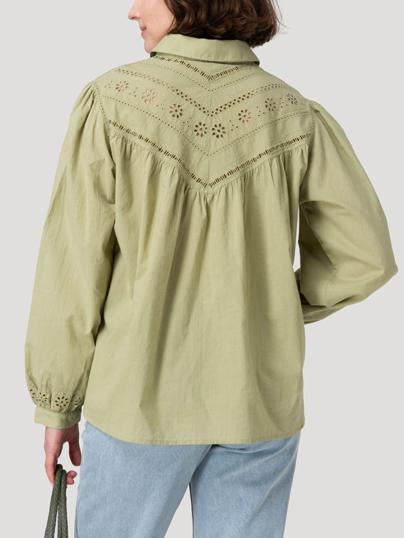 BLUSA ALGODON ORGANICO MUJER ALMOND VERDE ROCKFORD - 6