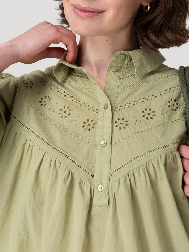 BLUSA ALGODON ORGANICO MUJER ALMOND VERDE ROCKFORD - 7