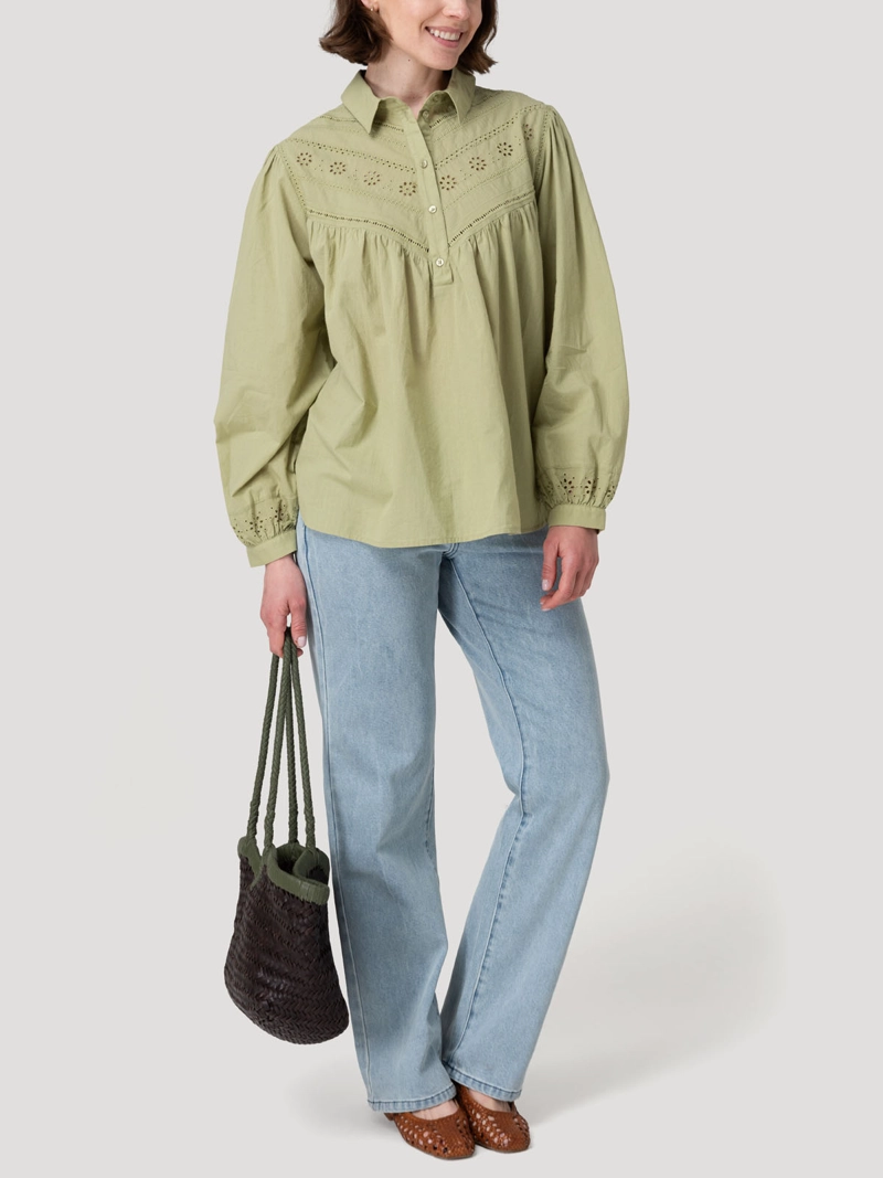 BLUSA ALGODON ORGANICO MUJER ALMOND VERDE ROCKFORD - 8