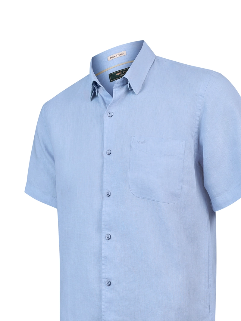 CAMISA LINO ORGANICO HOMBRE LINENSHORT CELESTE ROCKFORD - 4