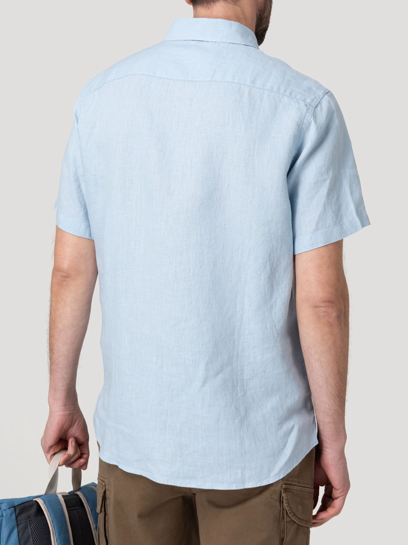 CAMISA LINO ORGANICO HOMBRE LINENSHORT CELESTE ROCKFORD - 7