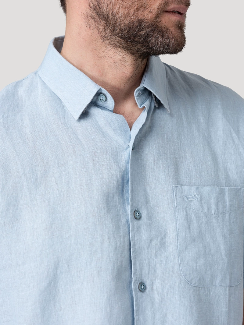 CAMISA LINO ORGANICO HOMBRE LINENSHORT CELESTE ROCKFORD - 8
