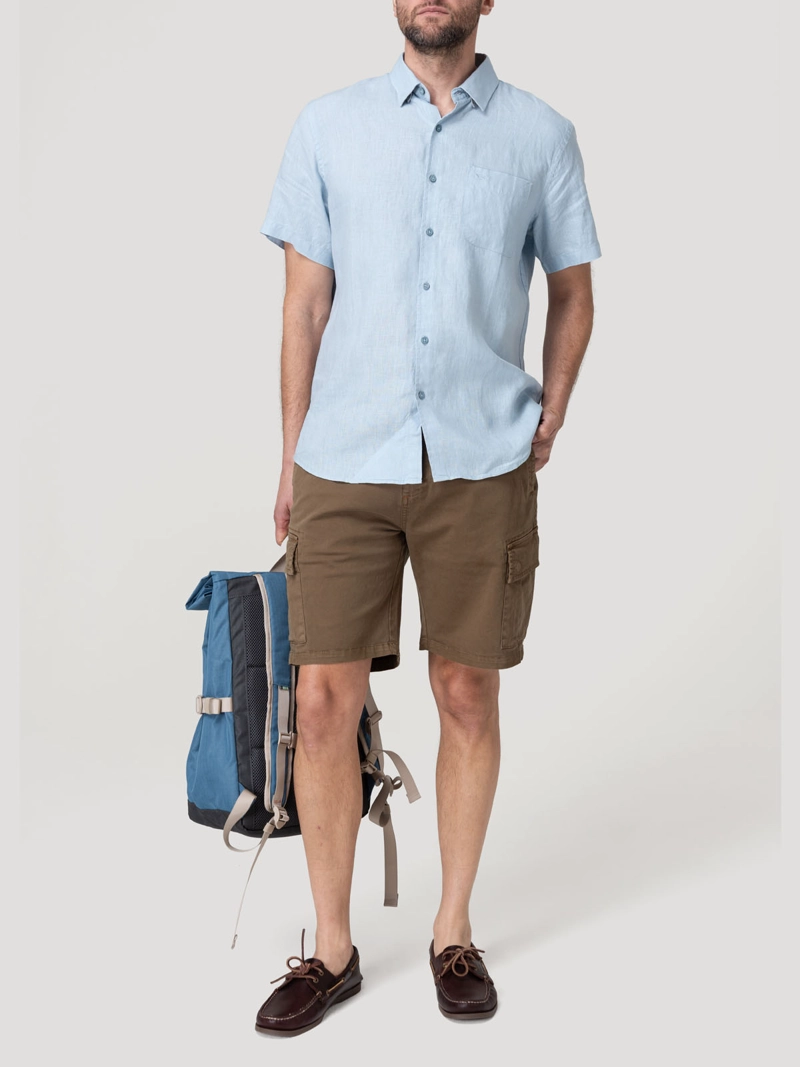 CAMISA LINO ORGANICO HOMBRE LINENSHORT CELESTE ROCKFORD - 9