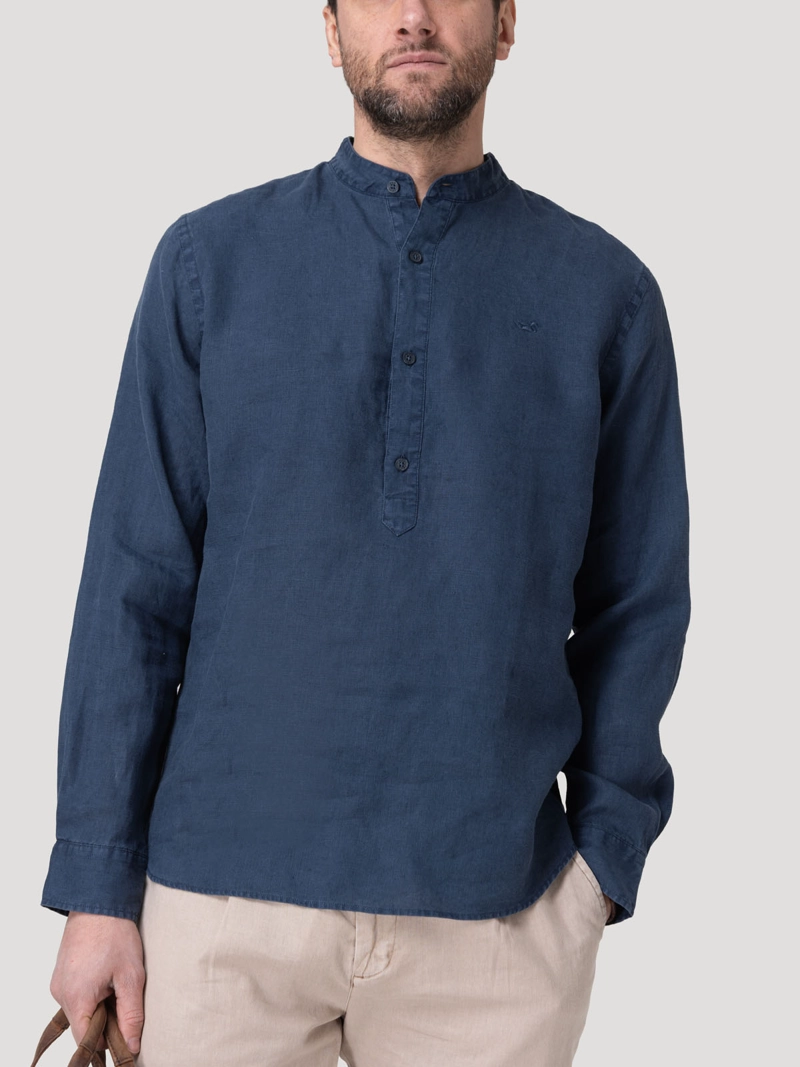 CAMISA LINO ORGANICO HOMBRE LINENMAO AZUL ROCKFORD - 5