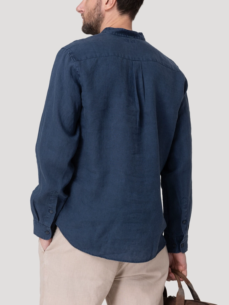 CAMISA LINO ORGANICO HOMBRE LINENMAO AZUL ROCKFORD - 6