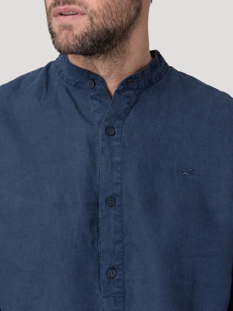 CAMISA LINO ORGANICO HOMBRE LINENMAO AZUL ROCKFORD - 7