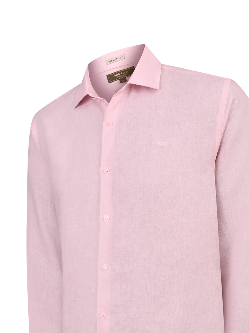 CAMISA LINO ORGANICO HOMBRE LINENIT ROSADO ROCKFORD - 4
