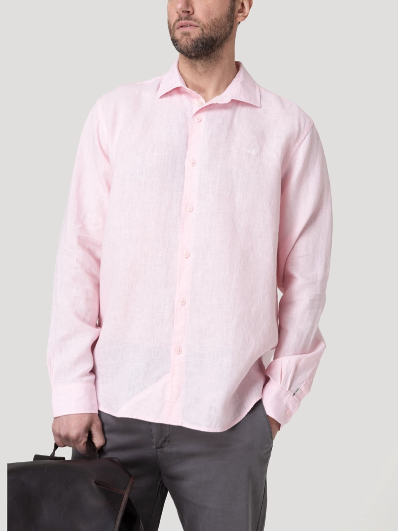 CAMISA LINO ORGANICO HOMBRE LINENIT ROSADO ROCKFORD - 5