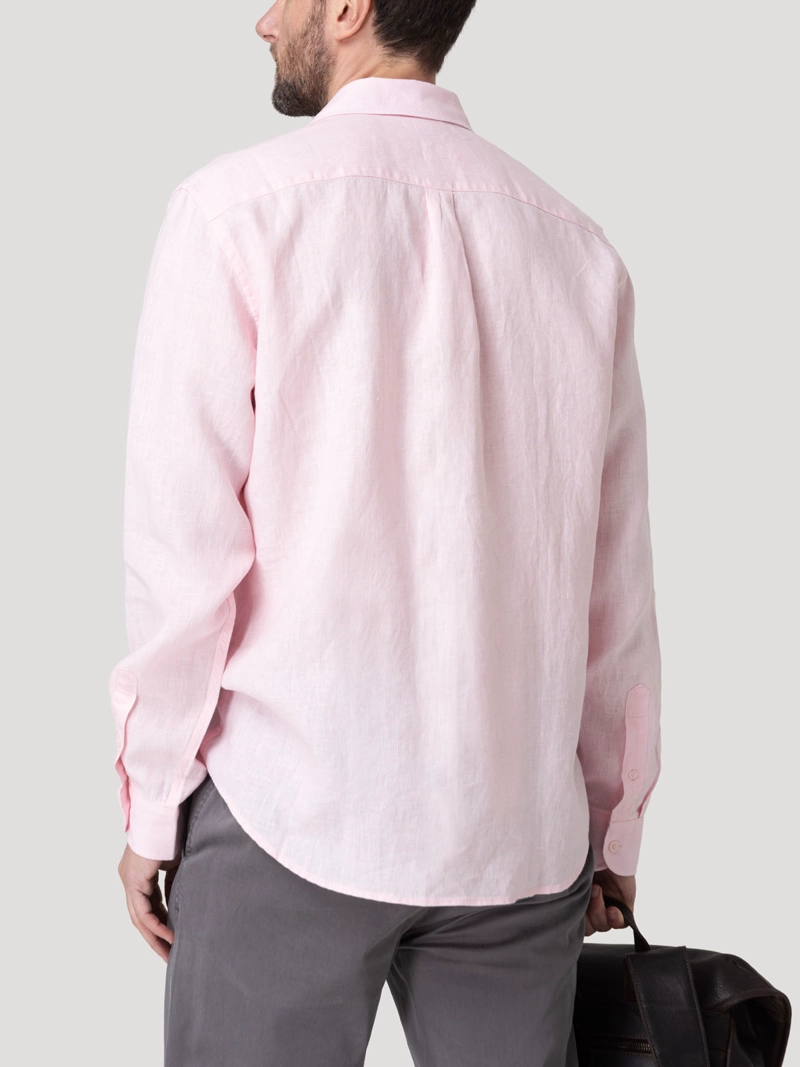 CAMISA LINO ORGANICO HOMBRE LINENIT ROSADO ROCKFORD - 6