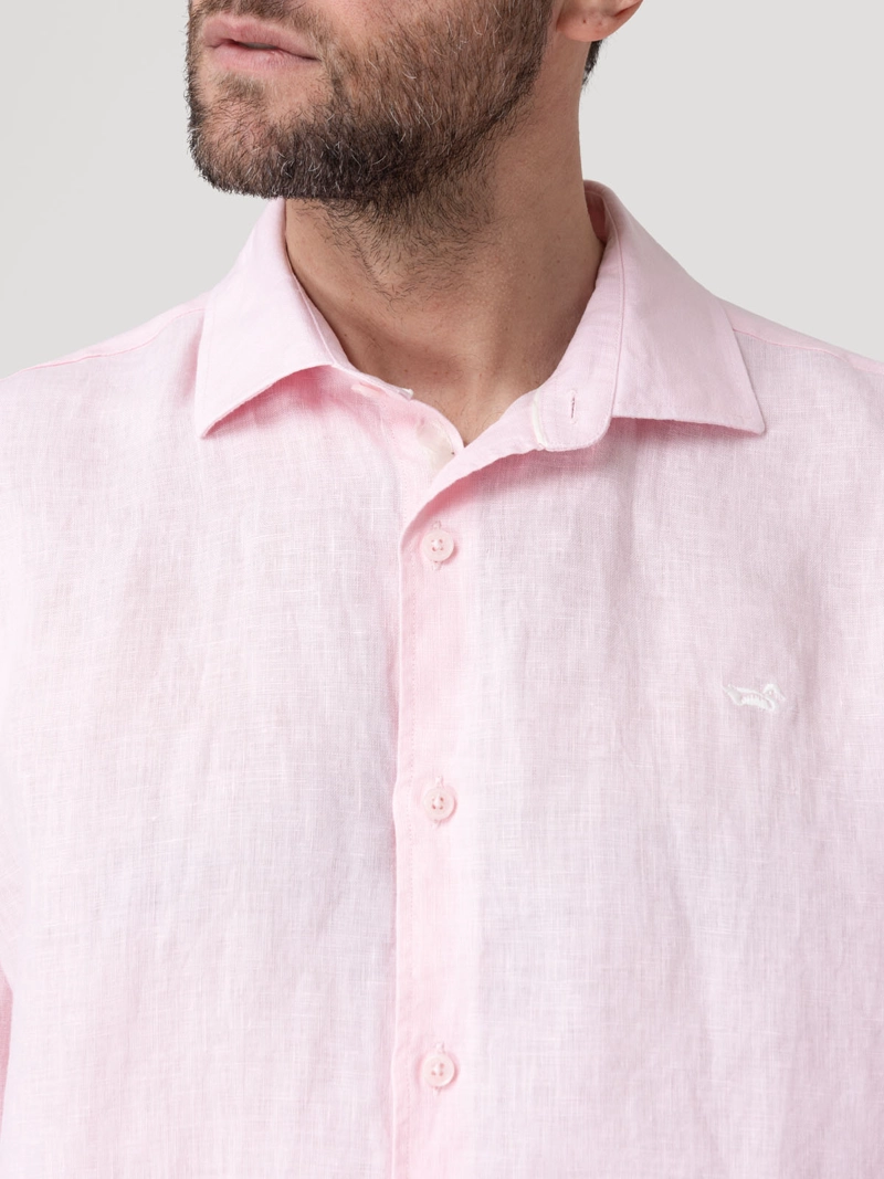 CAMISA LINO ORGANICO HOMBRE LINENIT ROSADO ROCKFORD - 7