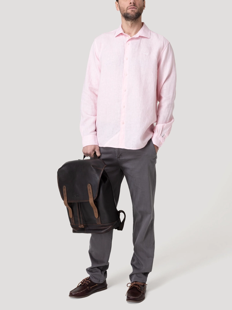 CAMISA LINO ORGANICO HOMBRE LINENIT ROSADO ROCKFORD - 8