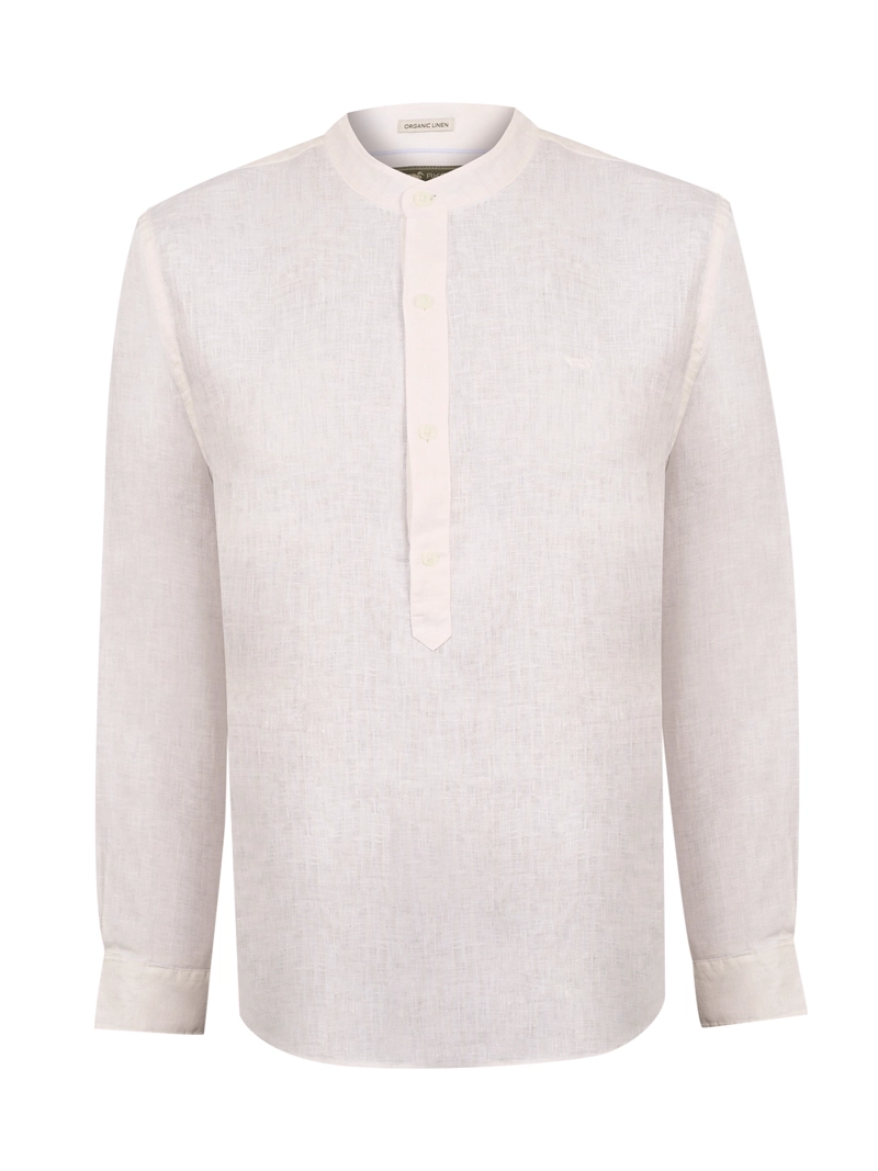 CAMISA LINO ORGANICO HOMBRE LINENMAO BLANCO ROCKFORD - 1