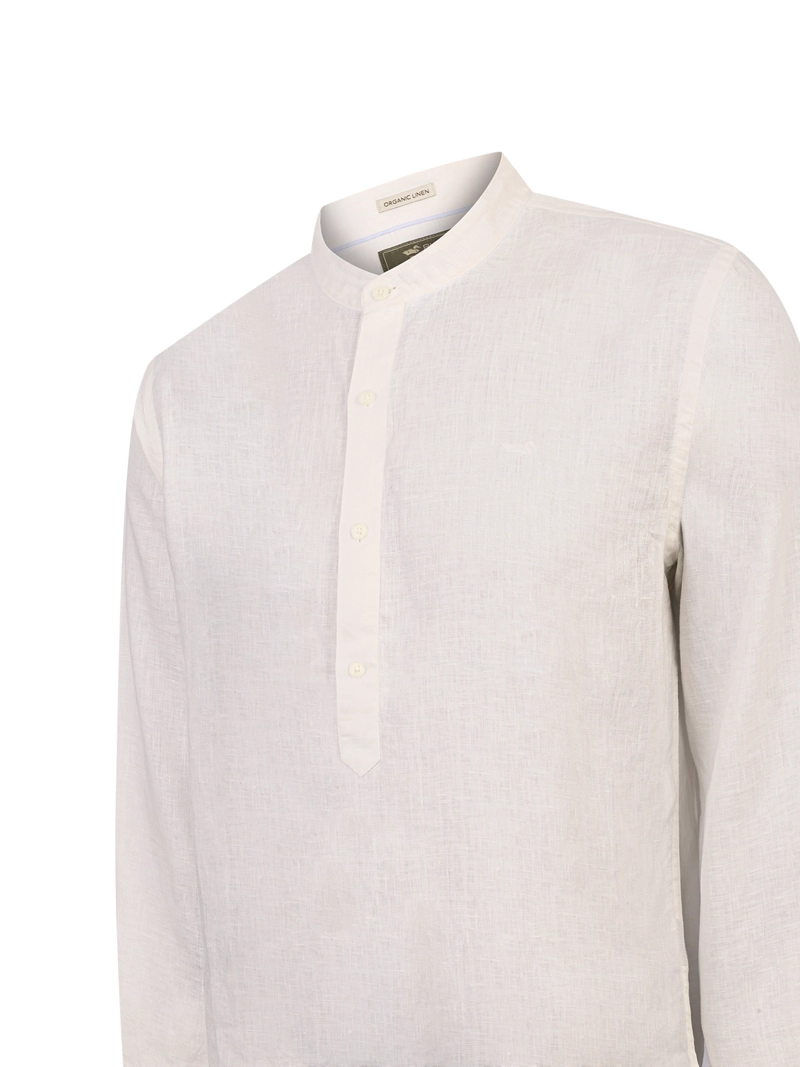 CAMISA LINO ORGANICO HOMBRE LINENMAO BLANCO ROCKFORD - 4