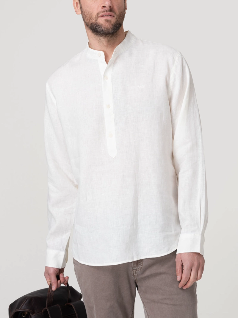 CAMISA LINO ORGANICO HOMBRE LINENMAO BLANCO ROCKFORD - 5