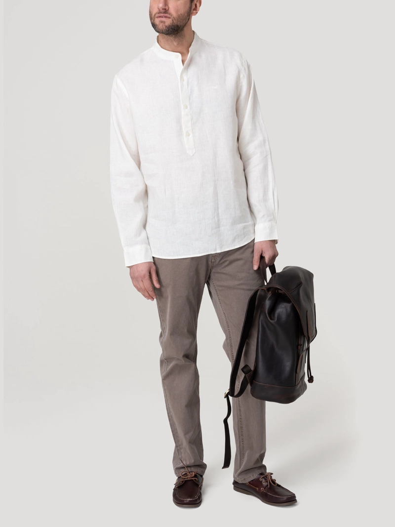 CAMISA LINO ORGANICO HOMBRE LINENMAO BLANCO ROCKFORD - 8