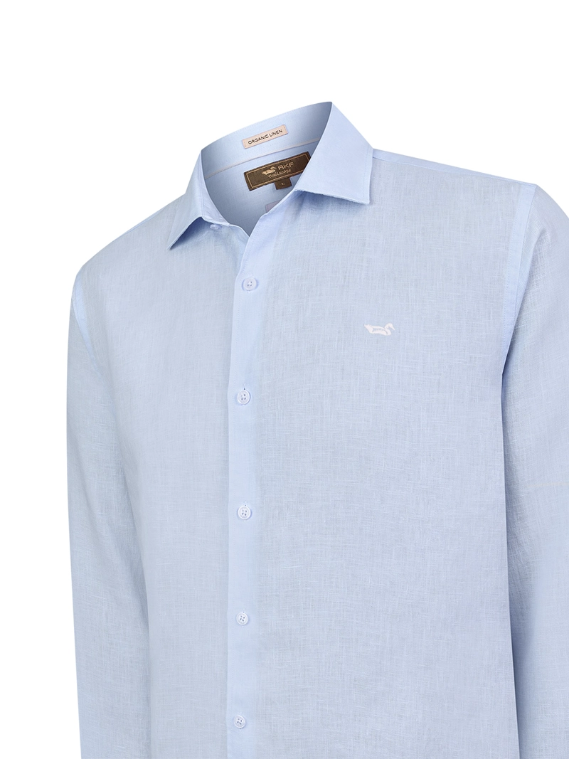 CAMISA LINO ORGANICO HOMBRE LINENIT CELESTE ROCKFORD - 4