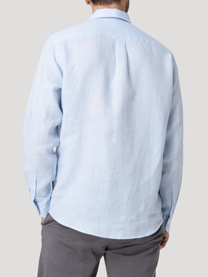 CAMISA LINO ORGANICO HOMBRE LINENIT CELESTE ROCKFORD - 6
