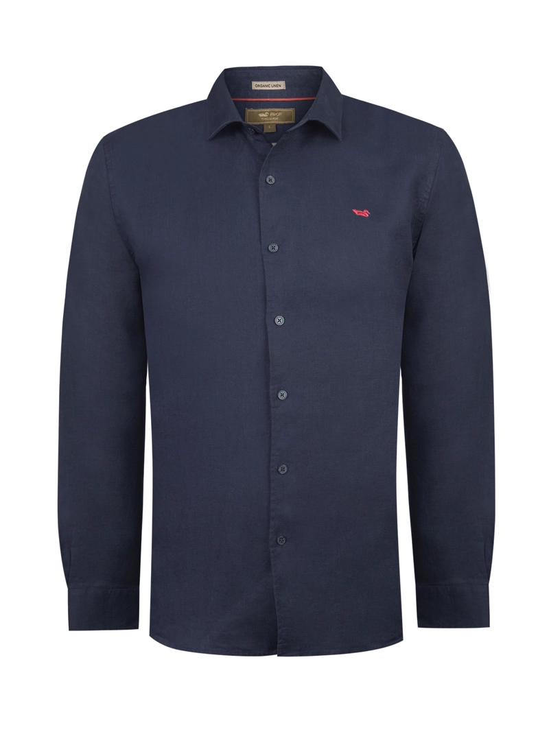 CAMISA LINO ORGANICO HOMBRE LINENIT AZUL ROCKFORD - 1