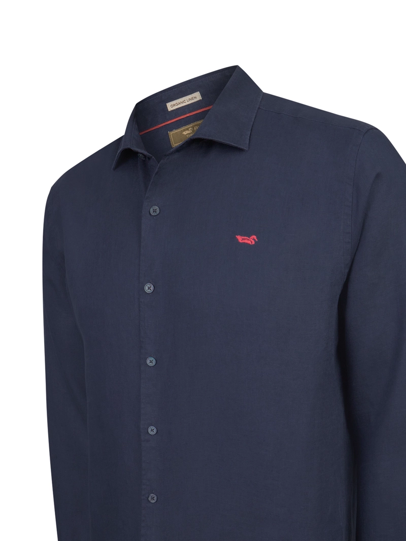 CAMISA LINO ORGANICO HOMBRE LINENIT AZUL ROCKFORD - 4