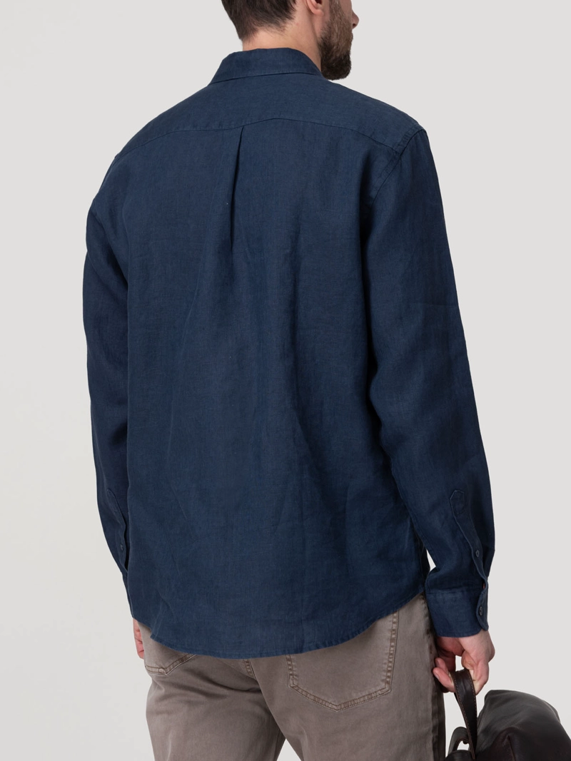 CAMISA LINO ORGANICO HOMBRE LINENIT AZUL ROCKFORD - 7