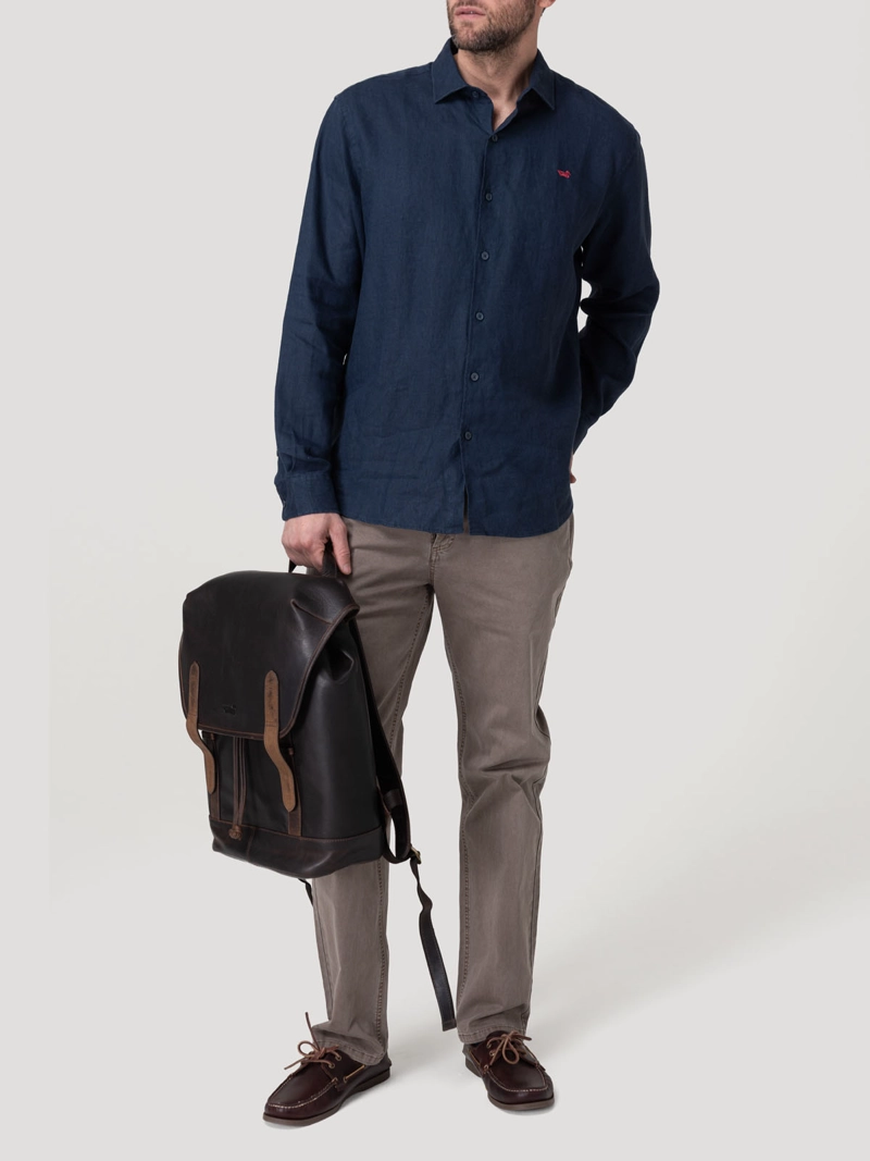 CAMISA LINO ORGANICO HOMBRE LINENIT AZUL ROCKFORD - 9