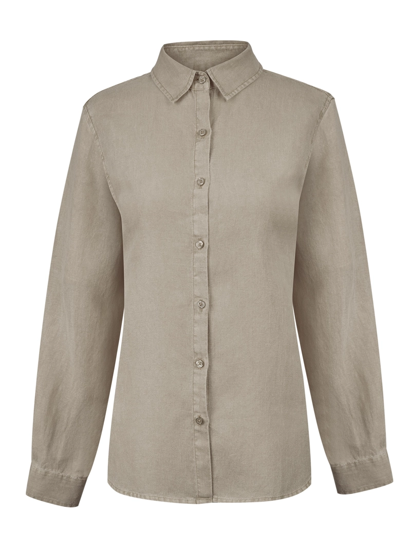BLUSA LINO ORGANICO MUJER LIRIO CAFE  ROCKFORD - 1