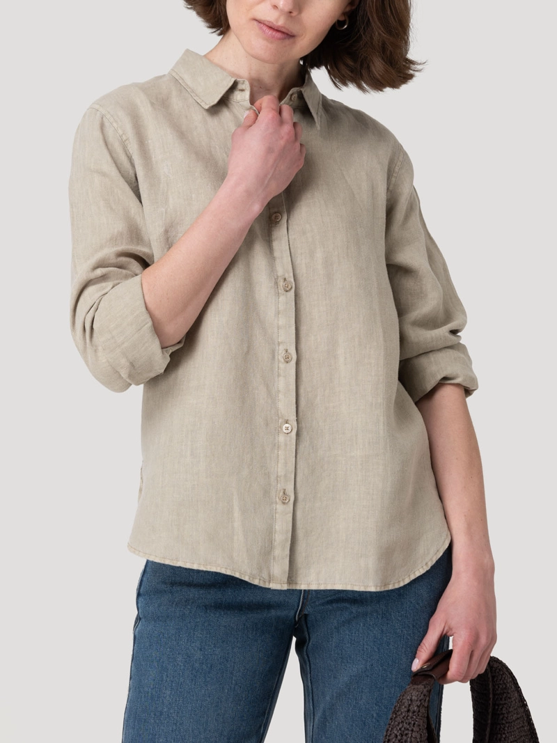 BLUSA LINO ORGANICO MUJER LIRIO CAFE  ROCKFORD - 5