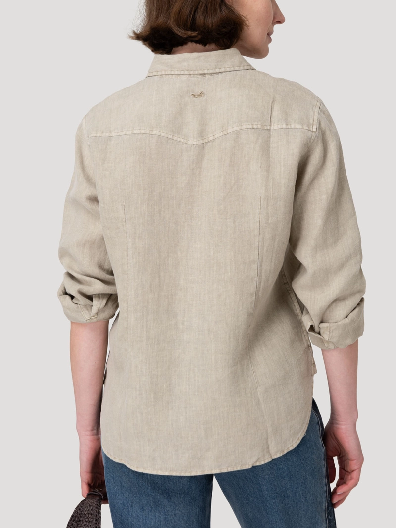 BLUSA LINO ORGANICO MUJER LIRIO CAFE  ROCKFORD - 6