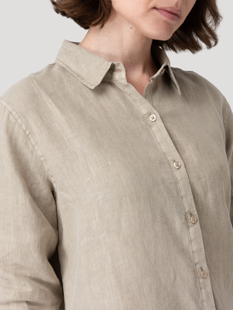 BLUSA LINO ORGANICO MUJER LIRIO CAFE  ROCKFORD - 7
