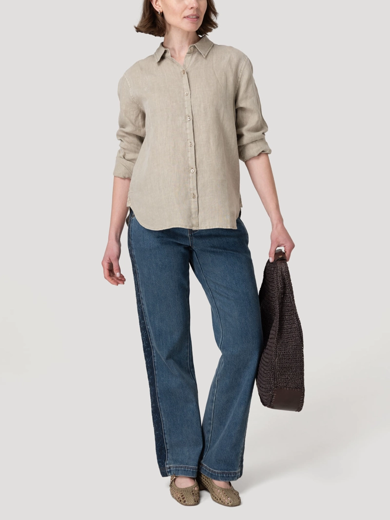 BLUSA LINO ORGANICO MUJER LIRIO CAFE  ROCKFORD - 8
